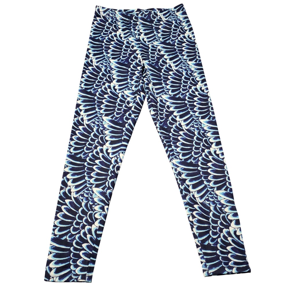 ED HARDY Womens Leggings Pants Blue Feather Print Stretch NWT Size Medium